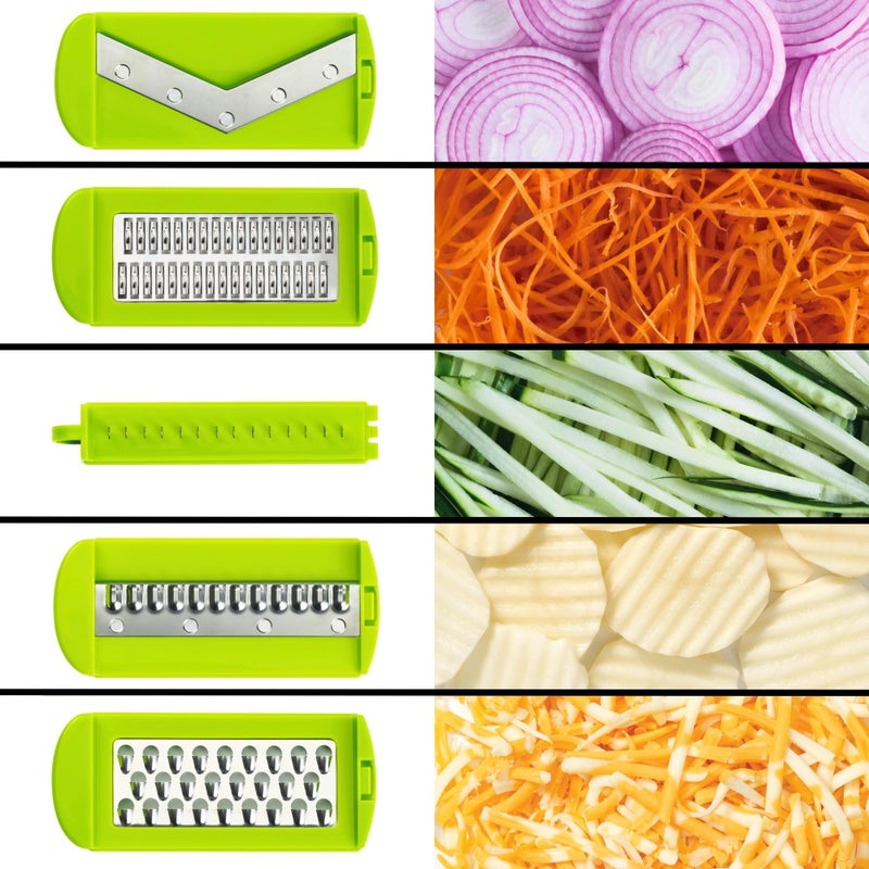Starfrit Easy Mandoline Slicer, Dicer - 5-Blades and Graters - Straight & Crinkle Blades, Julienne, Grater & Shredder - Self-Feeding Pusher - Catch Base for Storage and Food Container - Image 3